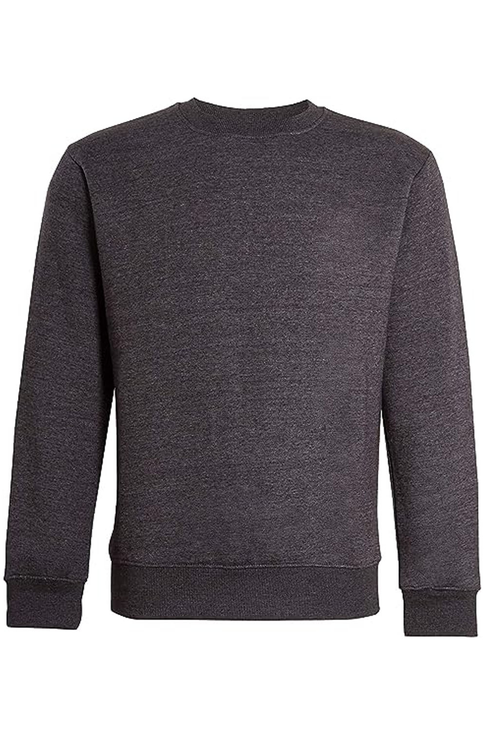 Mens Plain Sweatshirt Fleece Round Neck Jumper Casual Leisure Top Size S to 5XL Charcoal