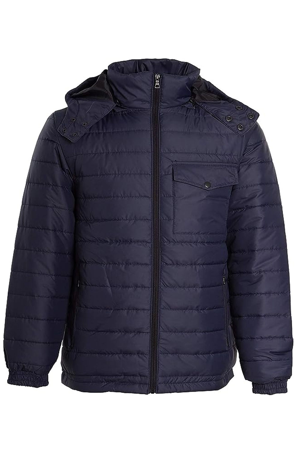Mens Quilted Puffer Hooded Padded Jacket Bubble Coat UK Size S to 2XL Navy