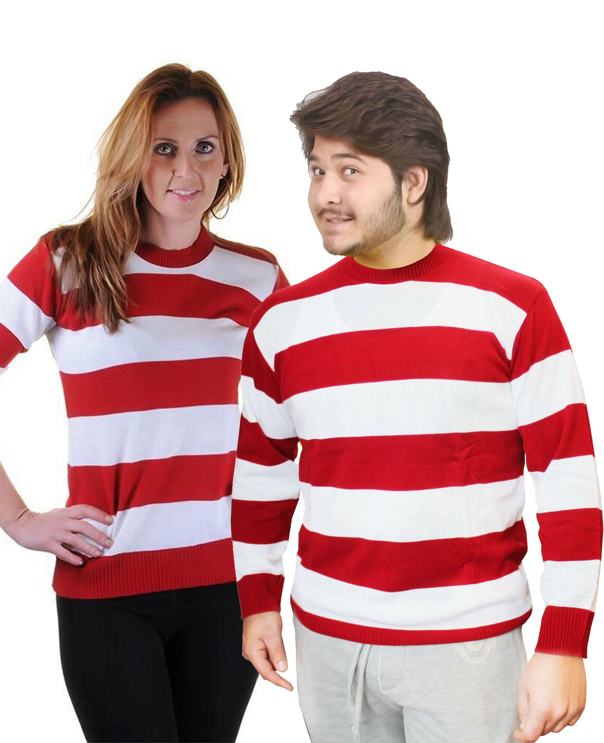 Wickedfun Unisex Red and White Stripe Knitted Jumper