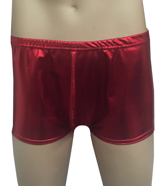 Men Shiny Metallic Red Boxer Shorts 3934
