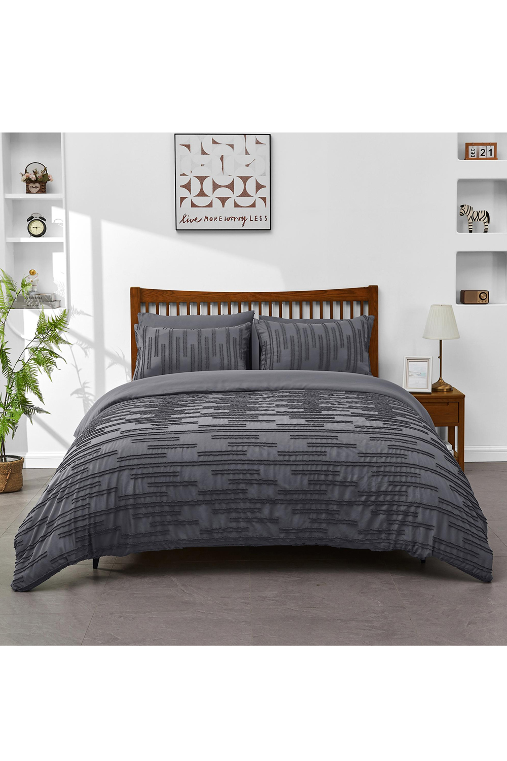 Microfiber Range Duvet Set Quincy Charcoal