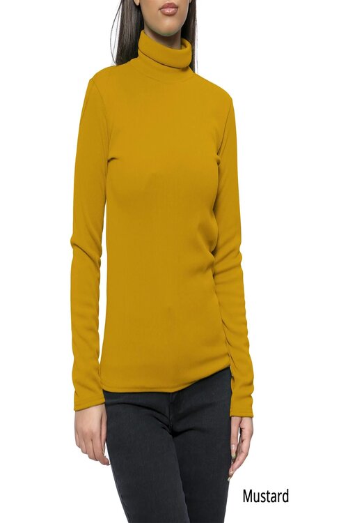 Girls Roll Polo Neck Jumper Ribbed Long Sleeve Tops