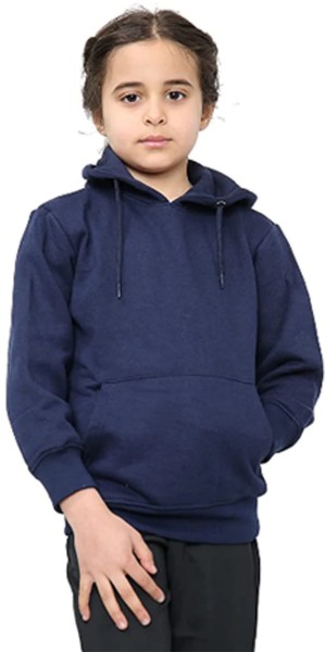 Kids Plain Navy Pullover Hoodie Sweatshirt