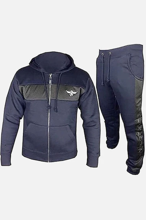 Navy Mens DLX Contrast Panel Fashion Tracksuit