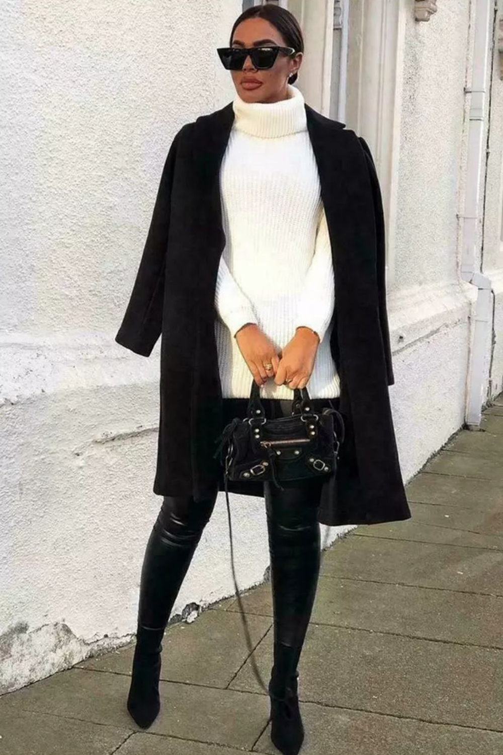 New Women's Fluorescent Polo High Roll Neck Chunky Knitted Jumper Dress