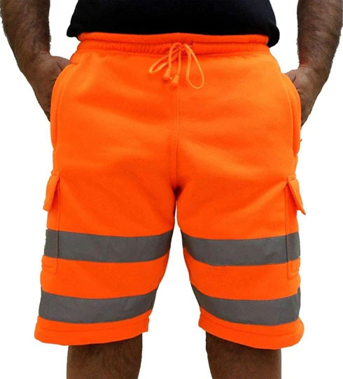 Orange Hi Viz fleece shorts for men