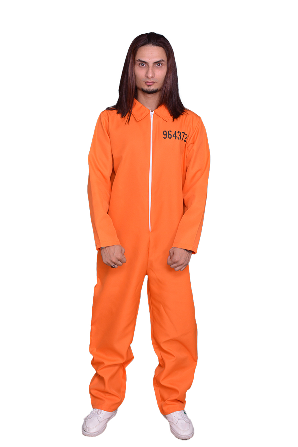 Wickedfun Mens Orange Prisoner Coverall Jumpsuit 