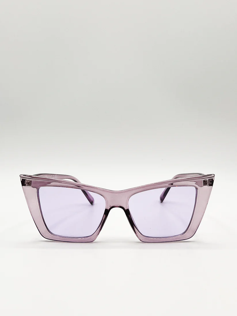 Oversized angular cateye sunglasses in Purple