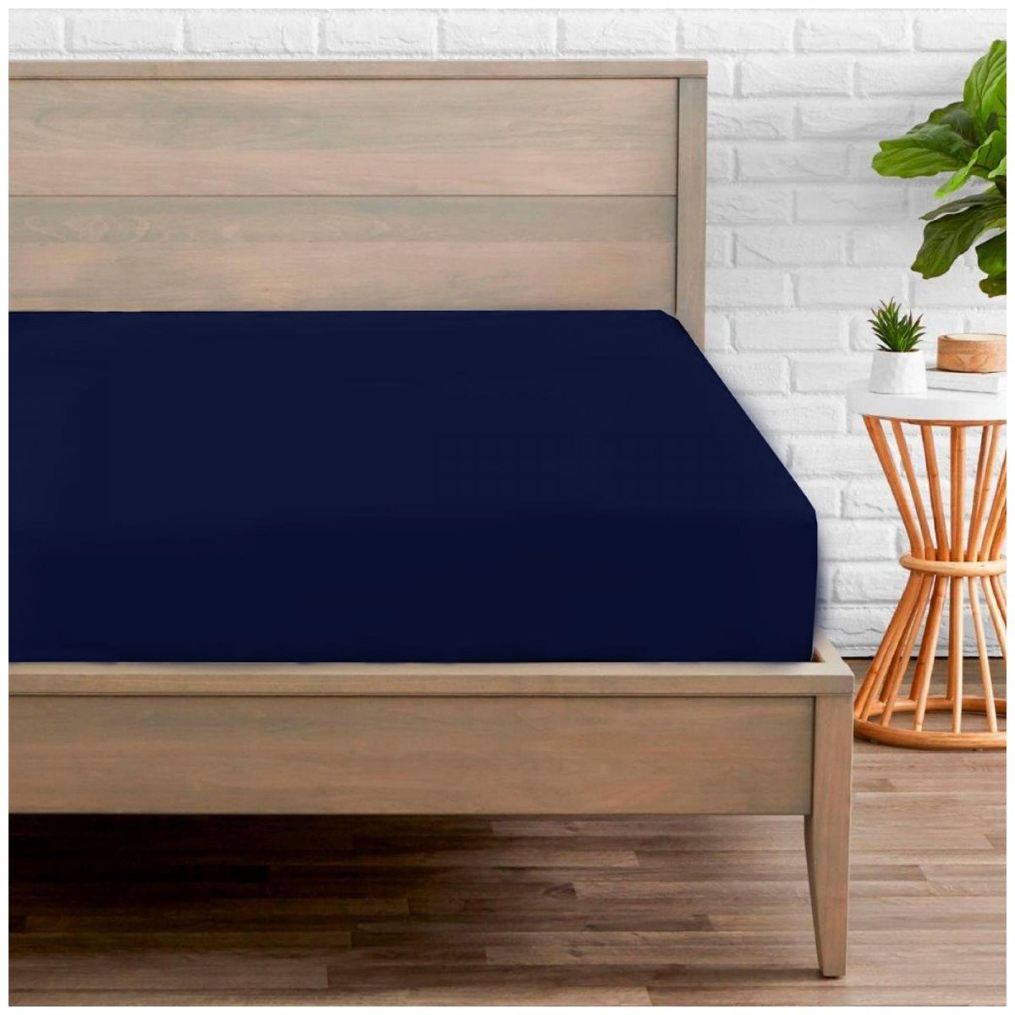 PERCALE FITTED SHEET NAVY