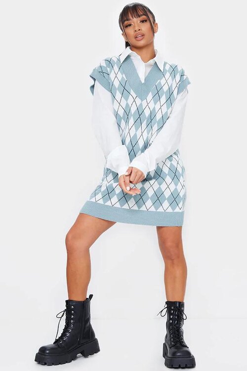 Petite Sage Diamond Knit Sleeveless Dress