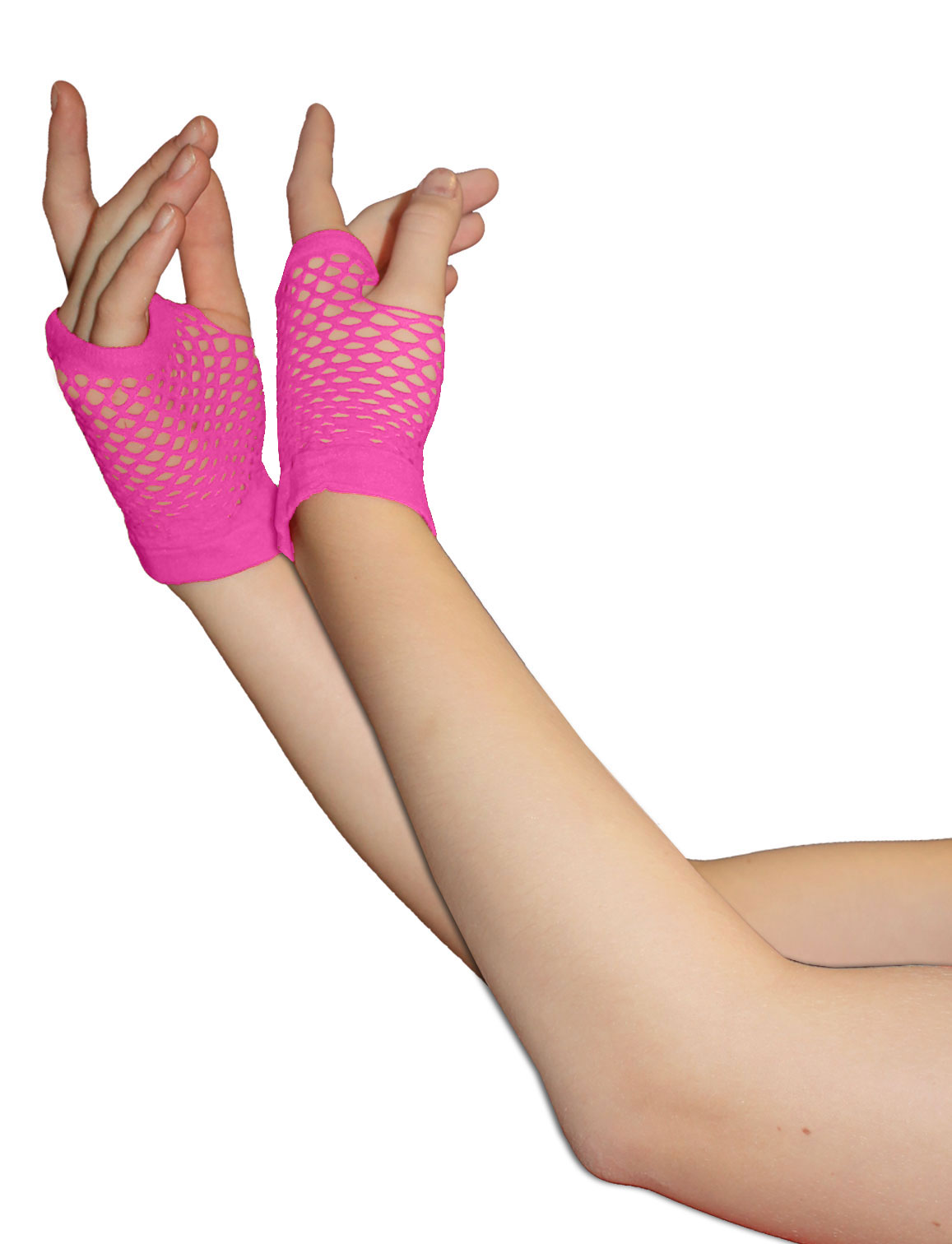 Wickedfun Pink Fingerless Short Fishnet Gloves (Pack of 12 pairs)