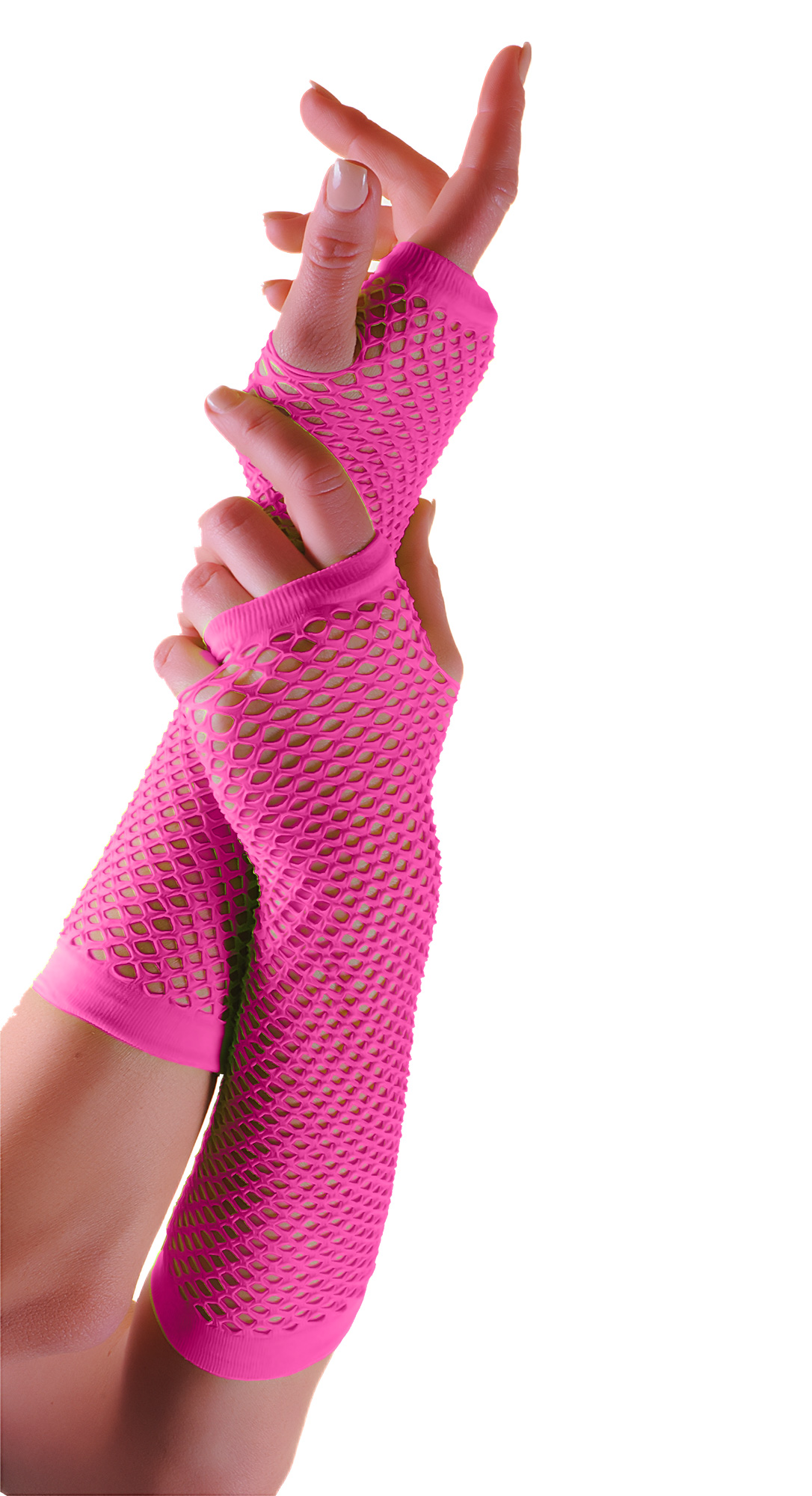 Wickedfun Pink Long Fishnet Gloves (Dozen)