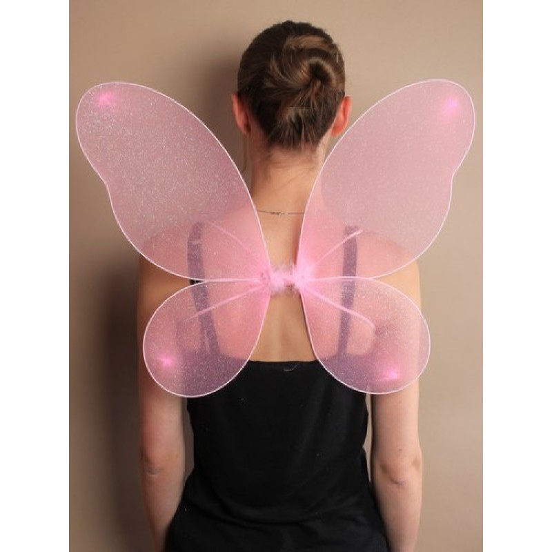 Pink Net Fairy Wings with Silver Glitter(Pack of 3)