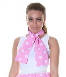 Crazy Chick Pink White Polka Dot Scarf (111 cm)