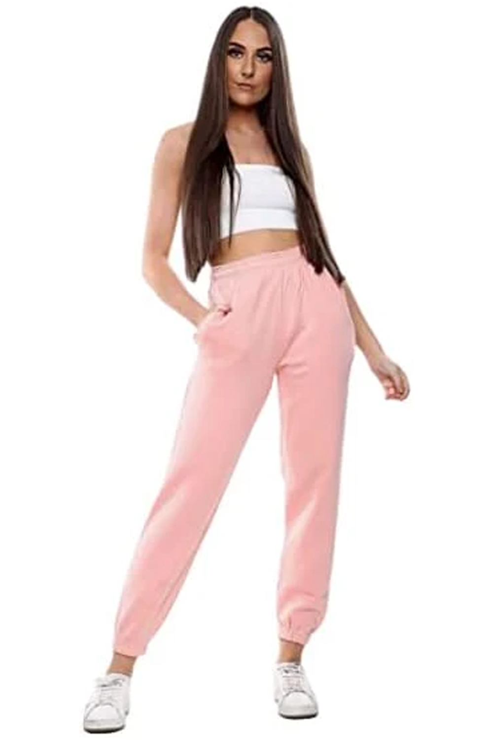 Plus Size Lounge wear Sweatpants Cuffed Bottoms UK Size 16 to 28 Baby pink