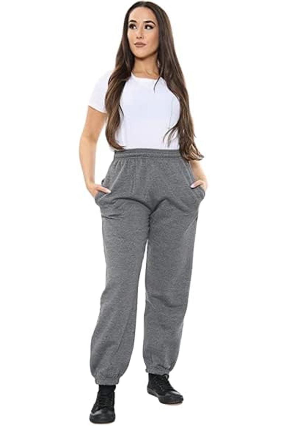 Plus Size Lounge wear Sweatpants Cuffed Bottoms UK Size 16 to 28 grey