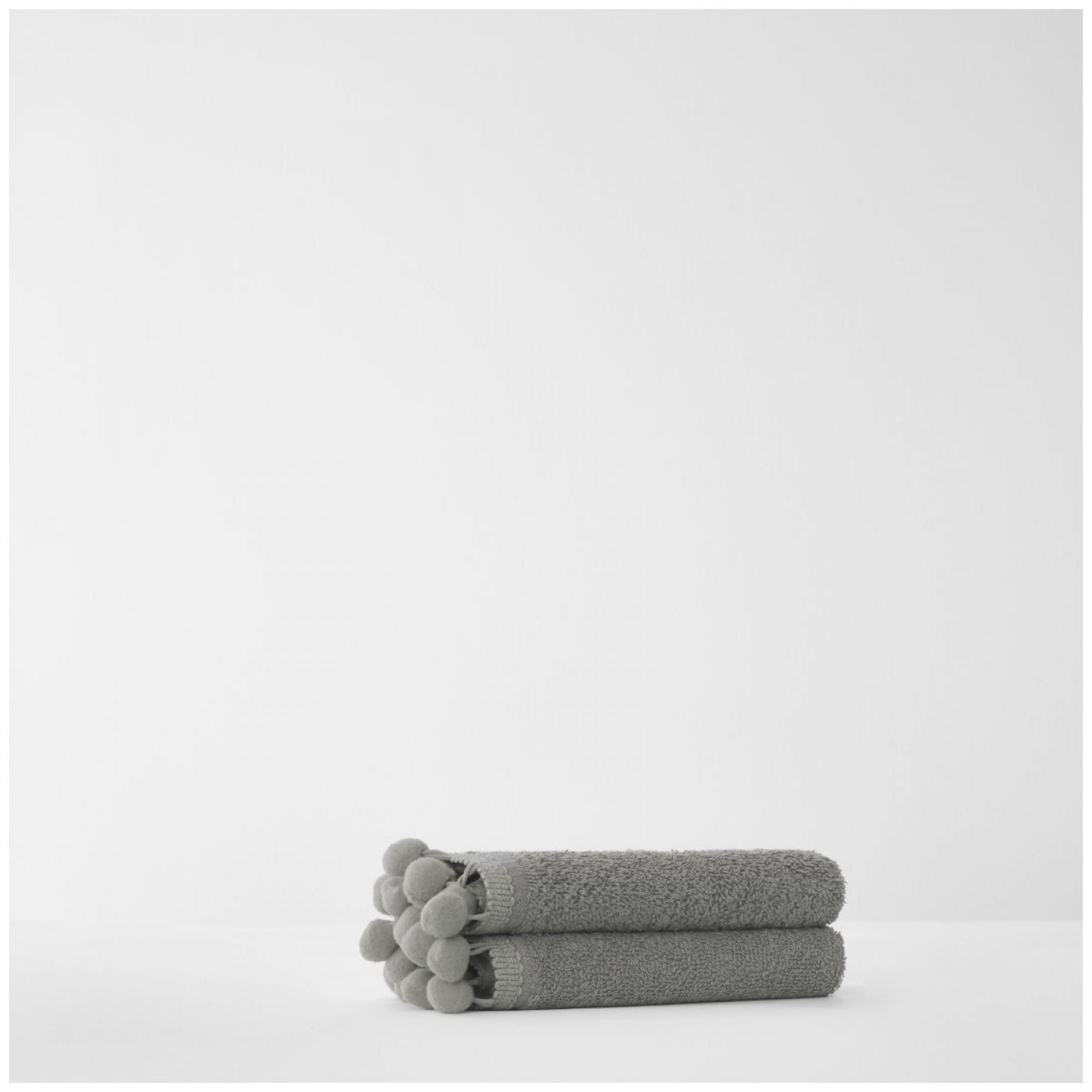 POM POM FACE TOWEL GREY