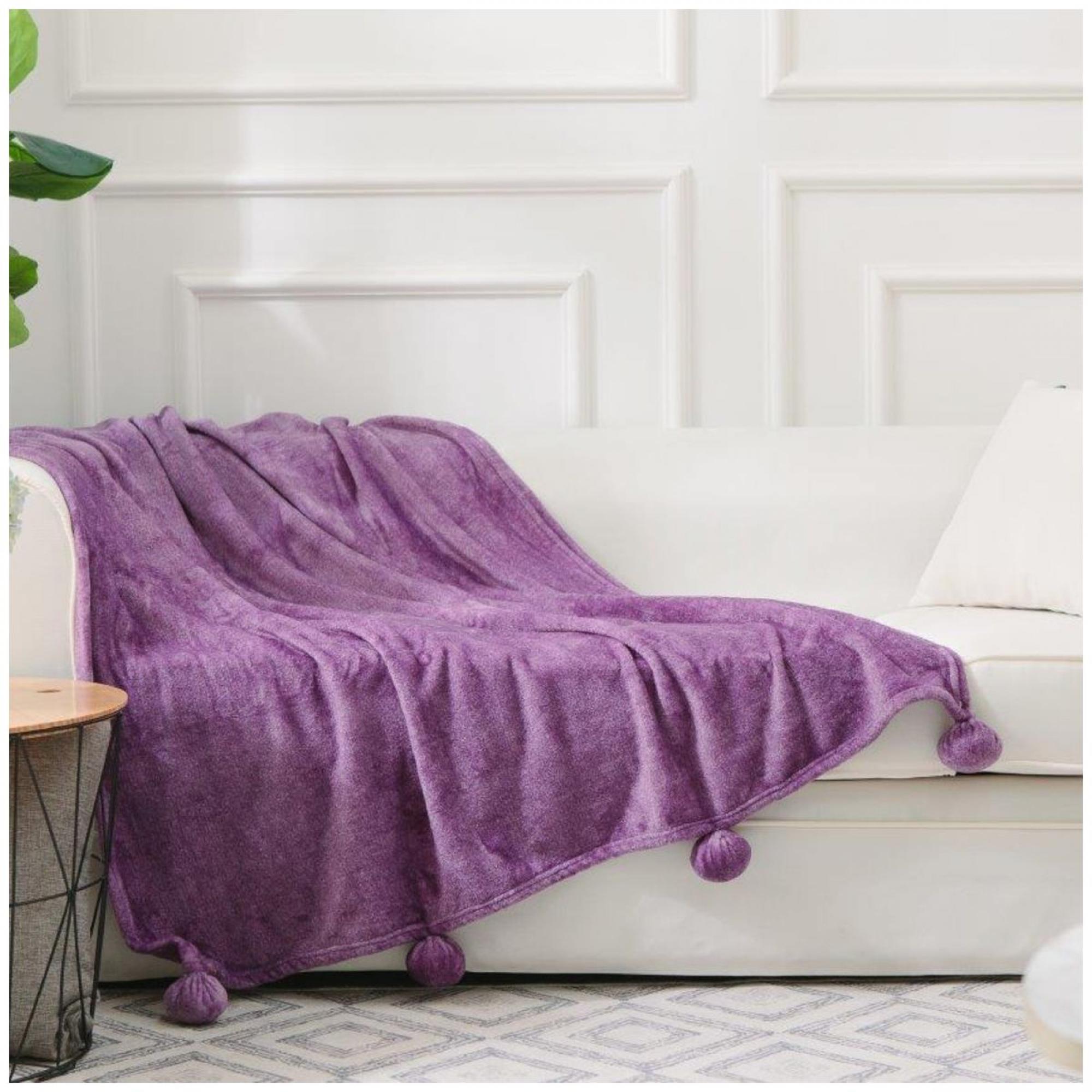 Pom Pom Throw Printed Purple
