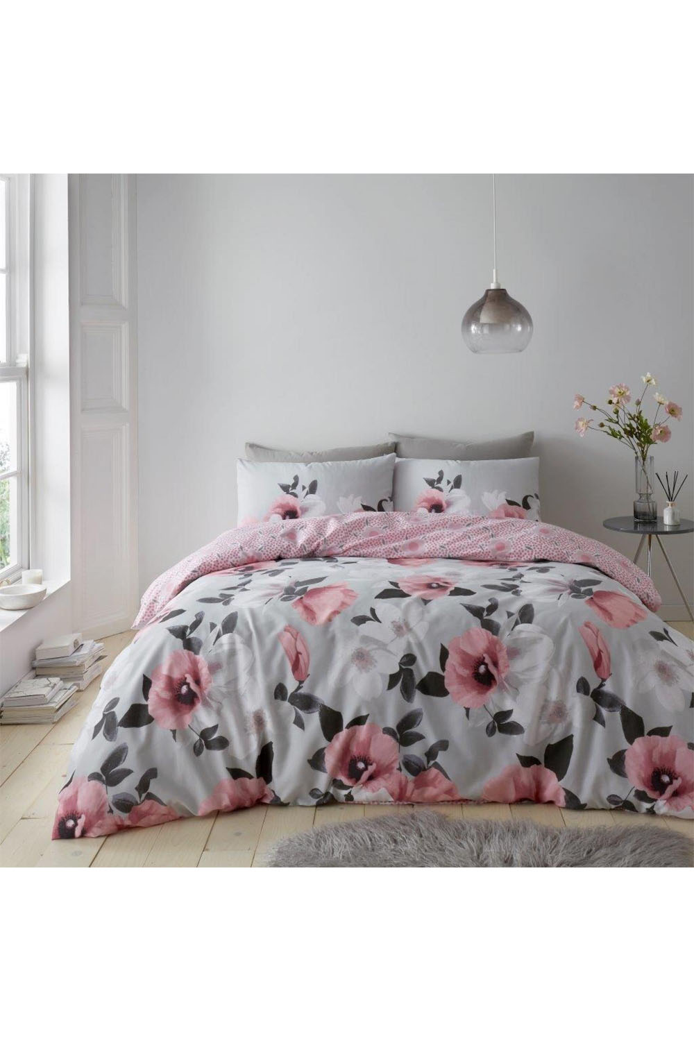 Printed Duvet Set 3d Digital Poppy Blush Pink