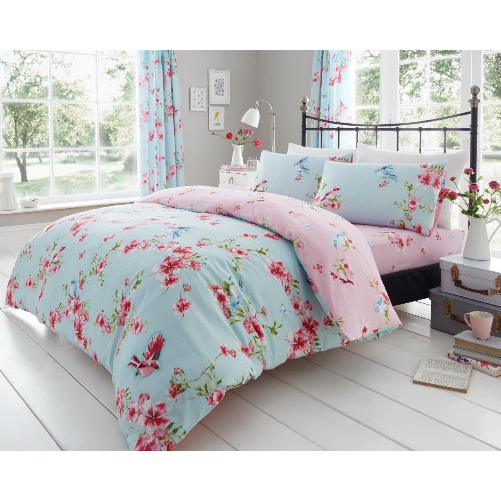 PRINTED DUVET SET BIRDIE BLOSSOM BLUE