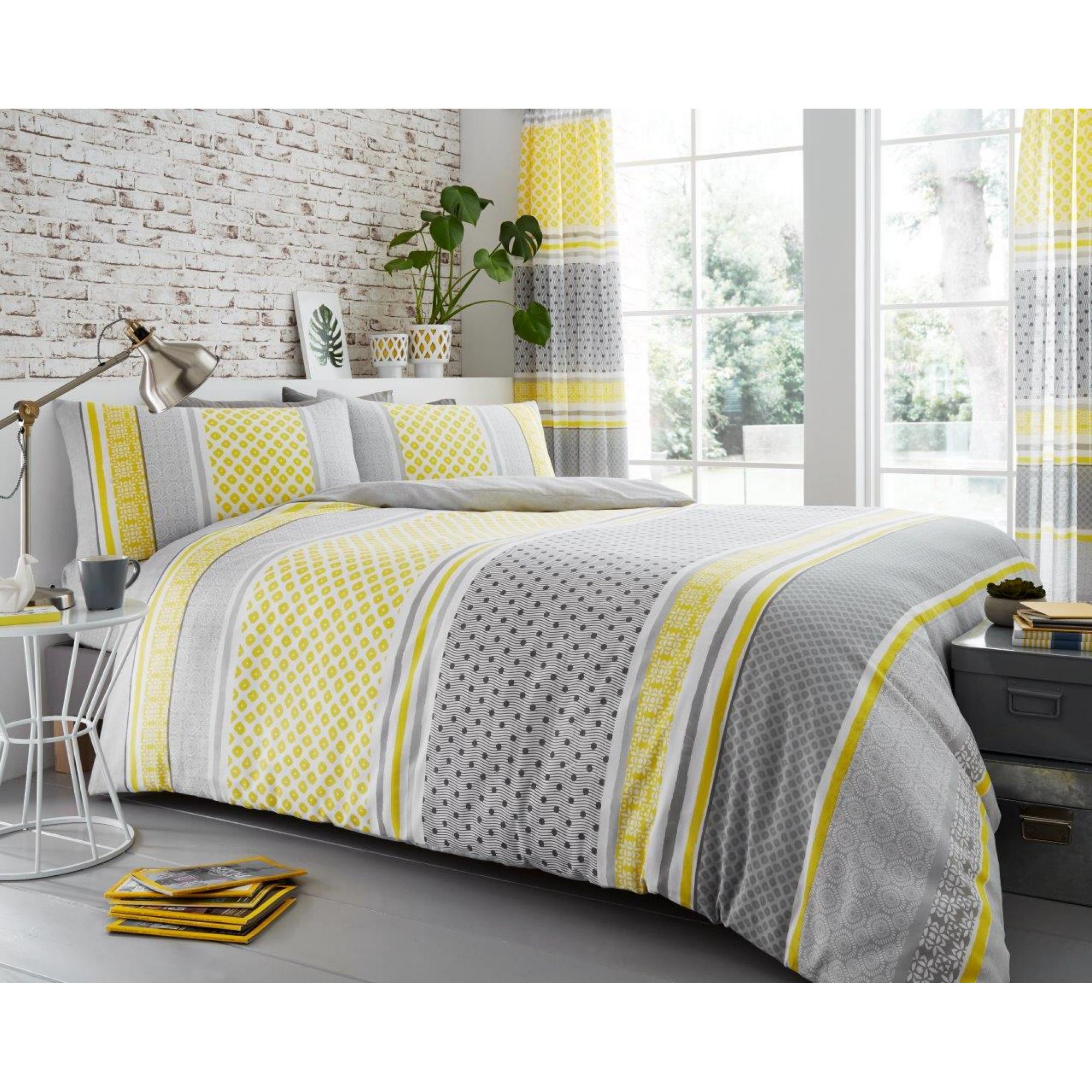 PRINTED DUVET SET CHARTER STRIPE MUSTARD