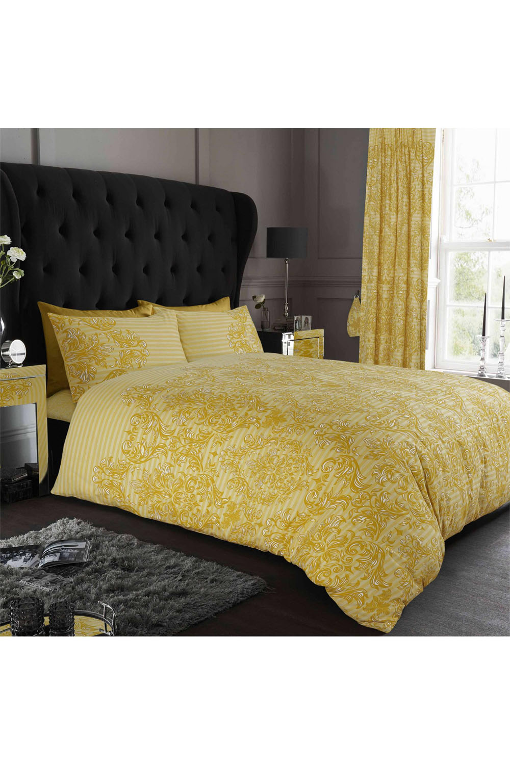 Printed Duvet Set Empire Damask Ochre