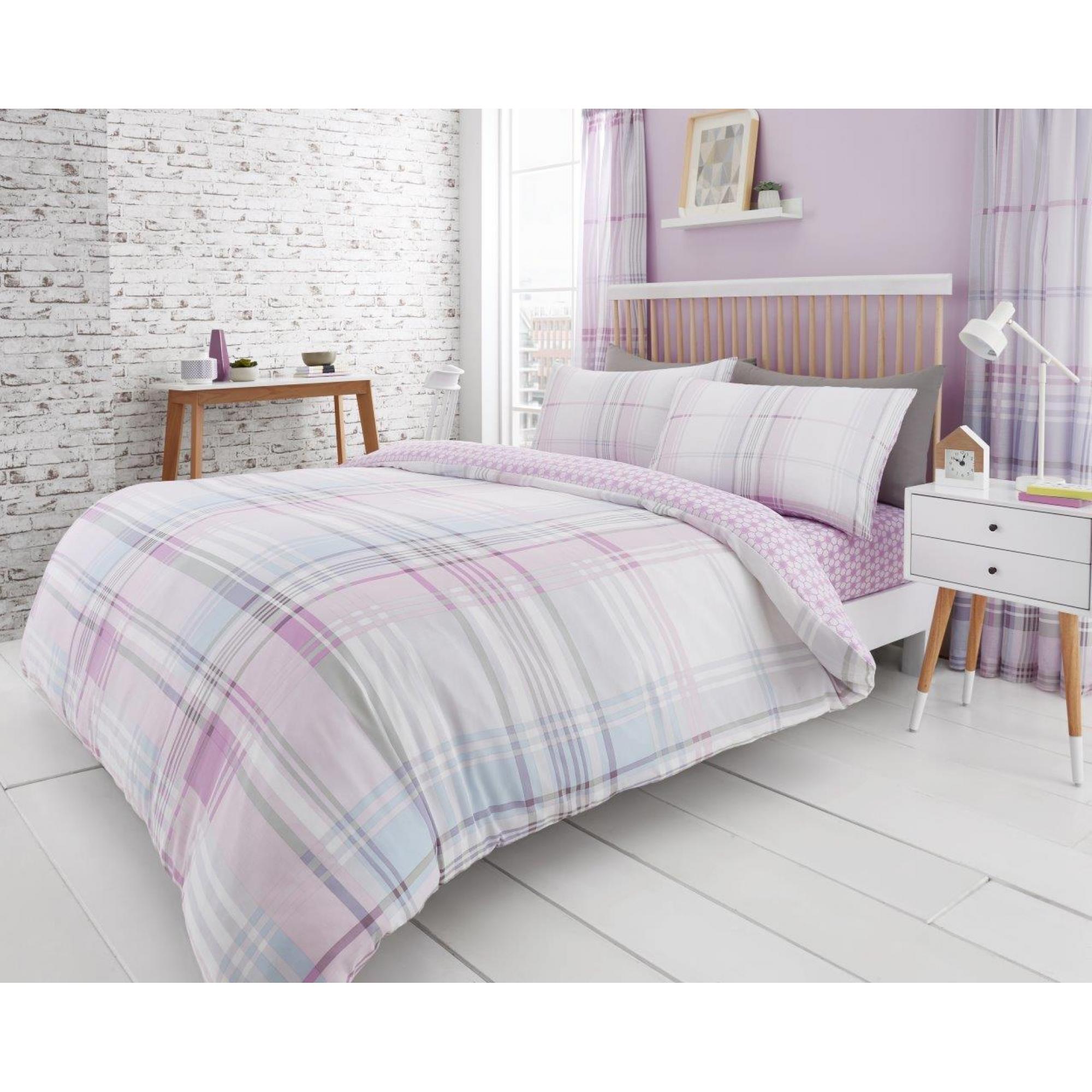 PRINTED DUVET SET JACKSON CHECK PURPLE