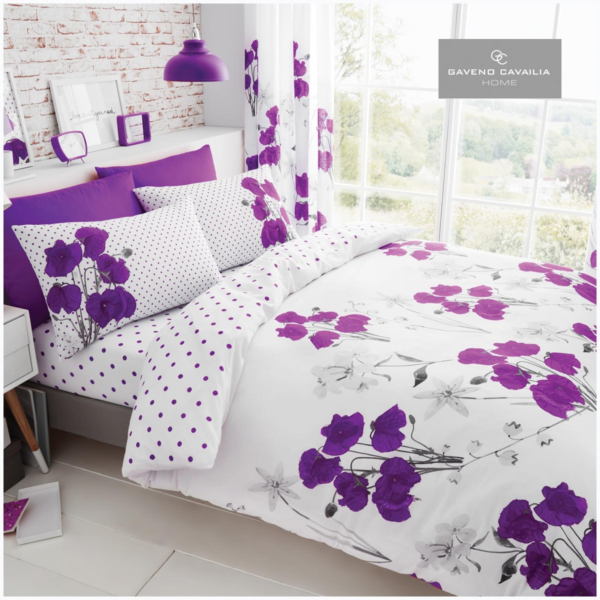 PRINTED DUVET SET POPPY AUBERGINE