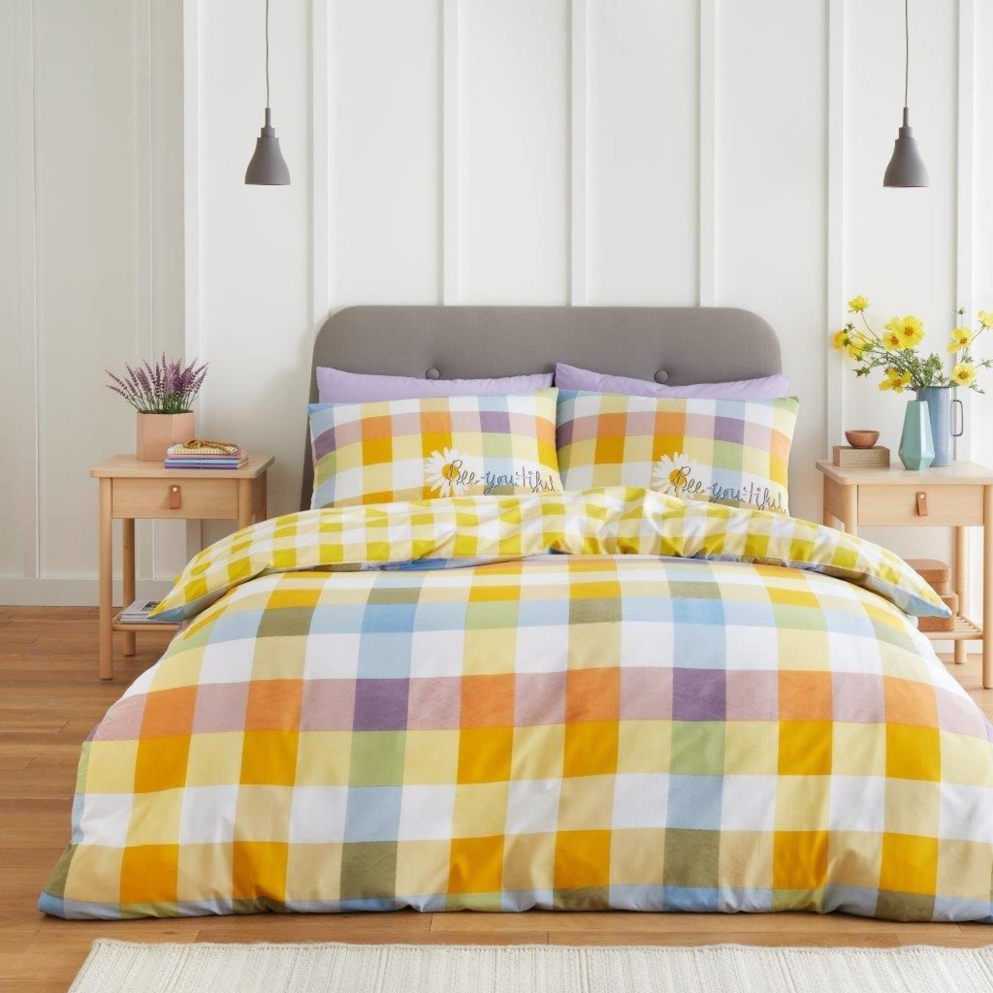 Printed Duvet Set Sunny Gingham Check