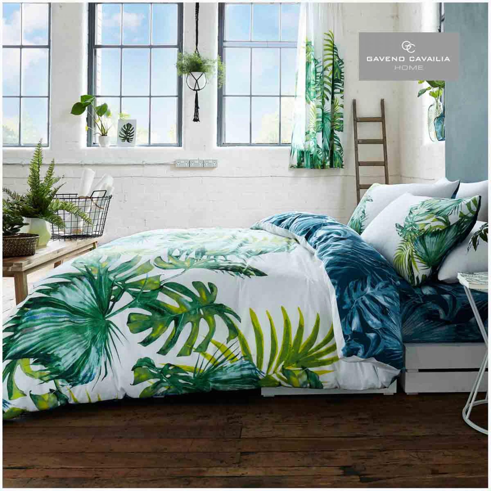 PRINTED DUVET SET TROPICAL LEAF 
