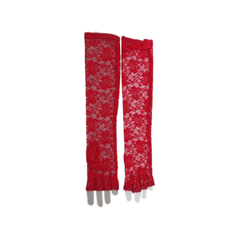 Wickedfun Fingerless Red Long Lace Gloves
