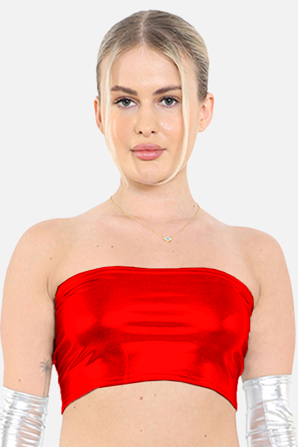 Crazy Chick Red Shiny Boob Tube