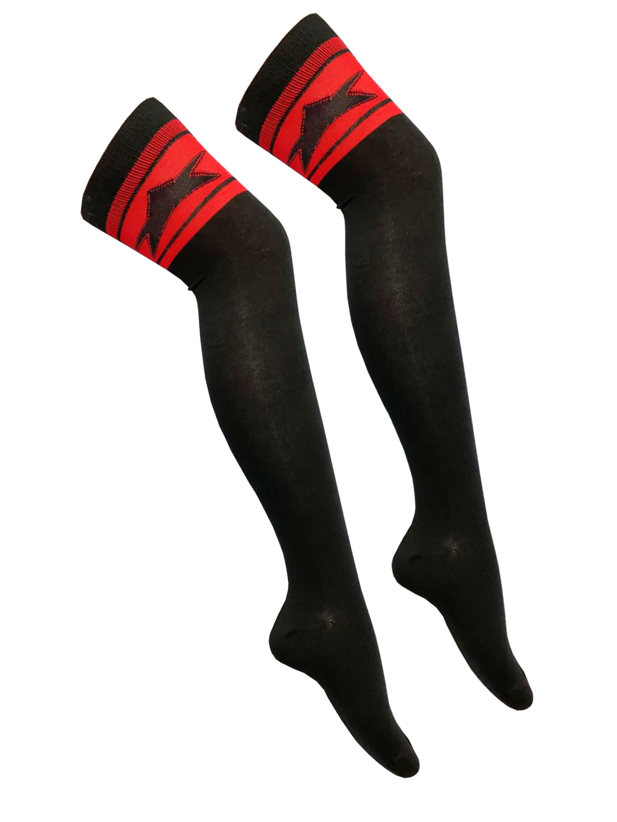 Crazy Chick Adult 3 Stripe Referee OTK Black With Red with Star (12 Pairs)