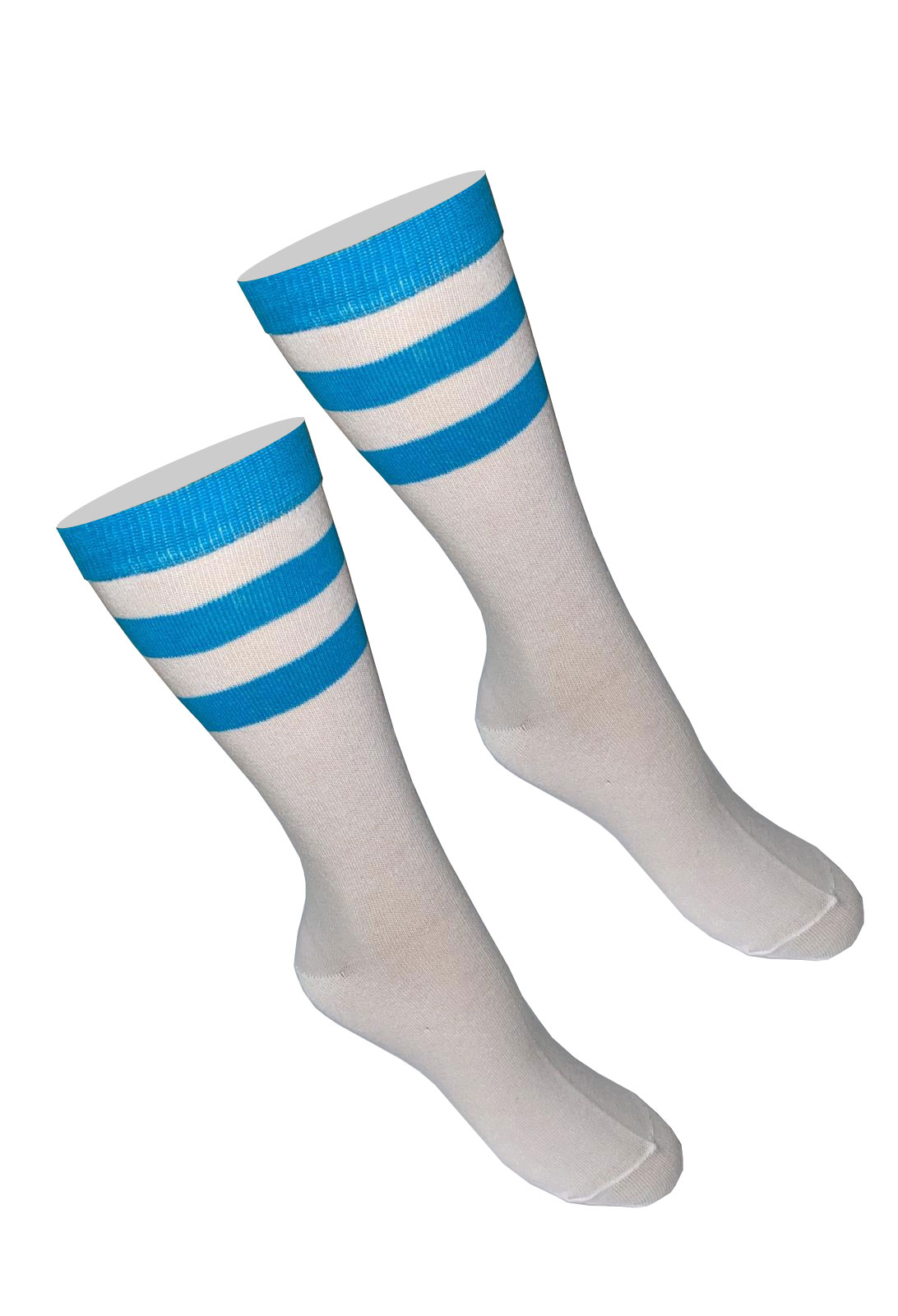Crazy Chick 3 Stripe Referee White With Turquoise Ankle Socks(12 Pairs)