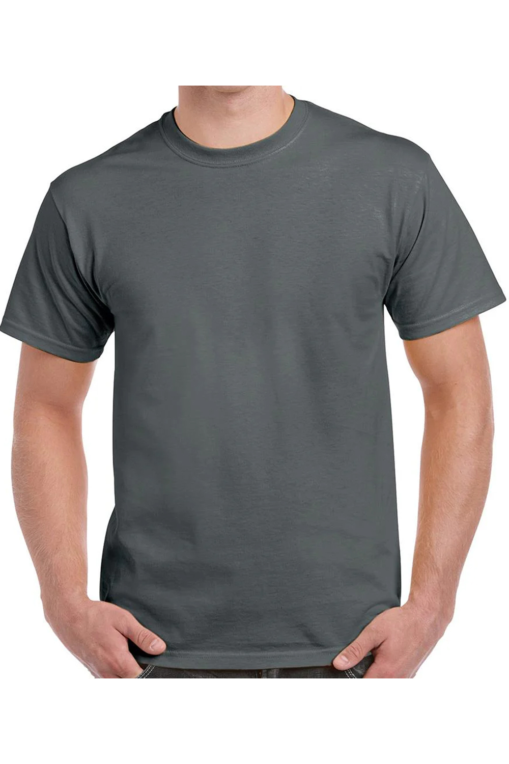 Round Neck Plain T-Shirts Charcoal