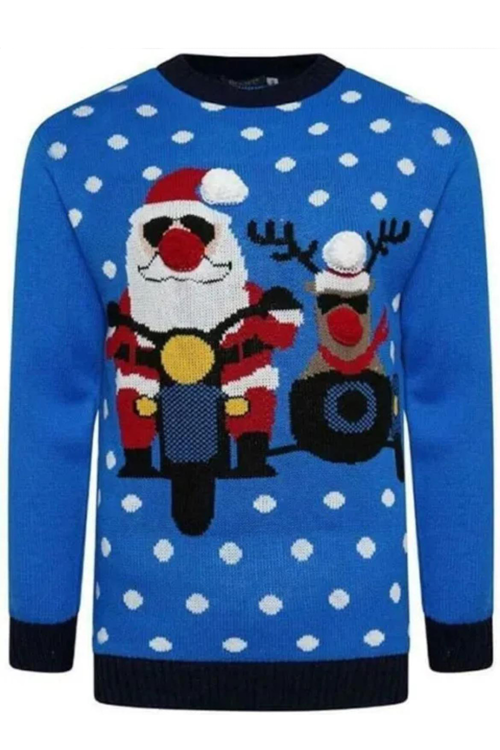 Santa & Reindeer Pom Pom Christmas Pullover Sweater