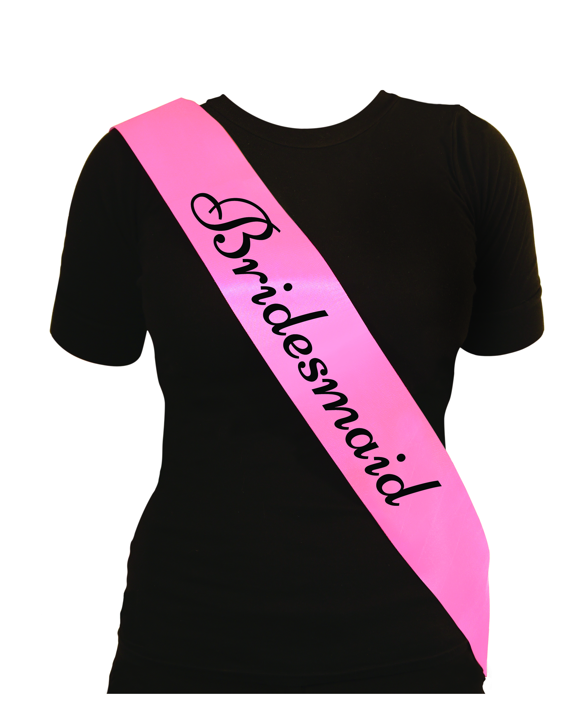 Sash Bridesmaid Pink W/black Text