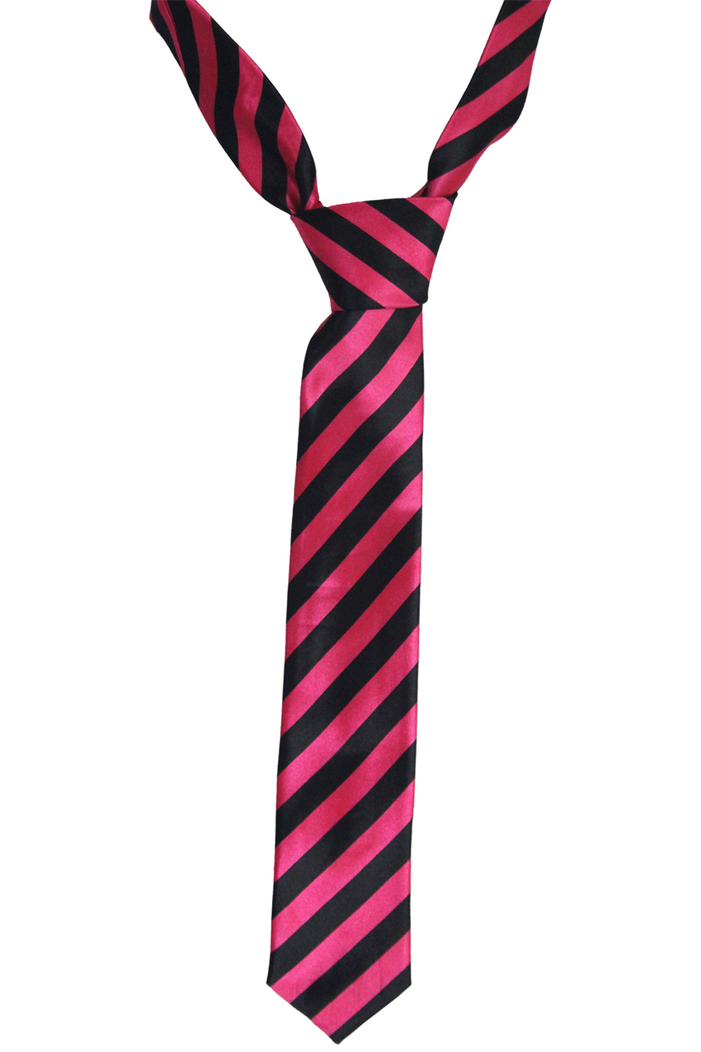 Satin Pink Black Striped Neck Tie