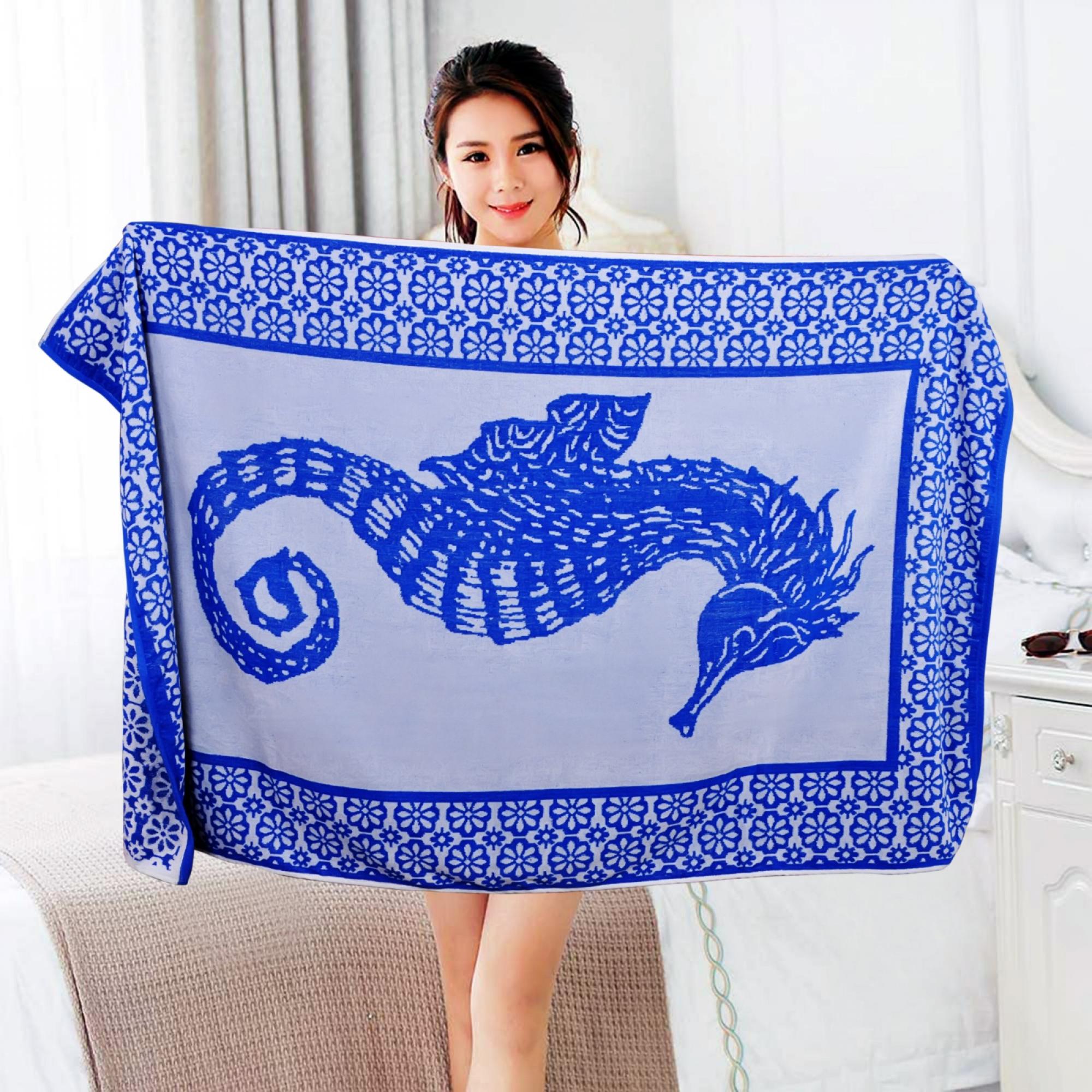 Sea Horse Printed Beach Towel (Pack Of 1)