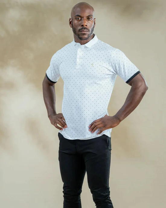 Signature Mens Polka Dot Polo Shirt