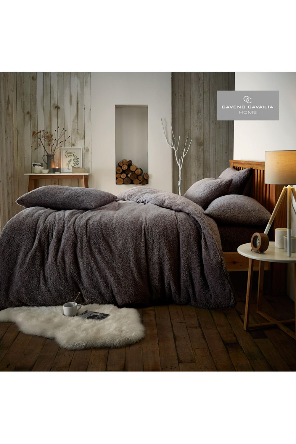 Soft Serenity Teddy Plain Duvet Set Charcoal