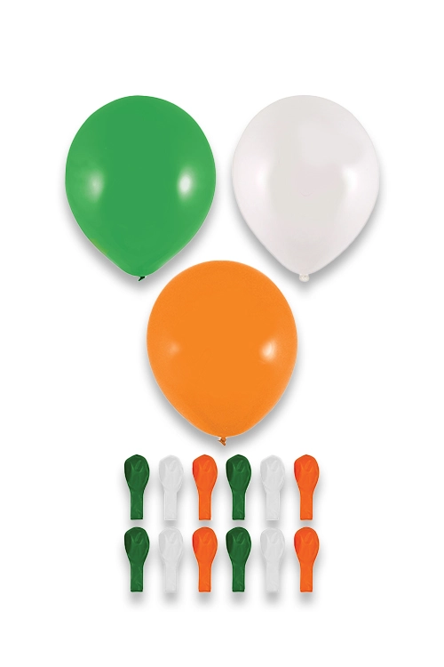 St Patrick's Day Irish Tri Colour Balloons (23cm) 3 Assorted colours Pack of 12