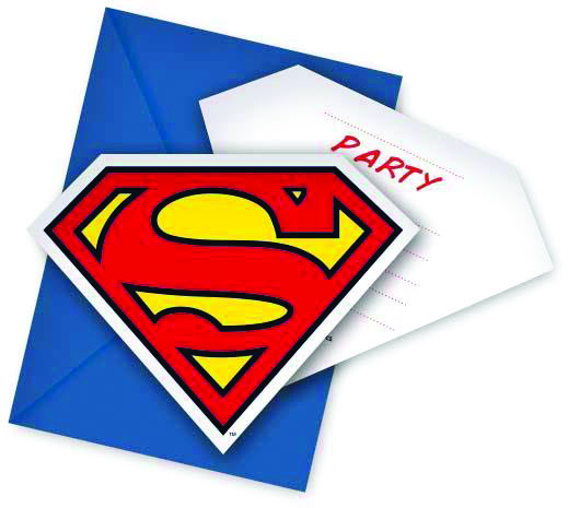 Superman Invites and Envelope (Pack of 6)