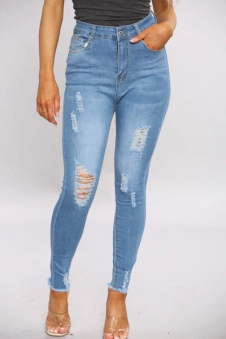 Buttons Denim Ripped Pocket Jeans