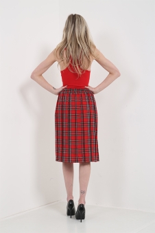 Crazy Chick Adult 26 Inches Red Box Pleated Tartan Skirt