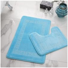 2PC DIAMOND MEMORY BATH MAT AQUA - 41167082