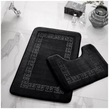 2PC DIAMOND MEMORY BATH MAT BLACK - 41167075