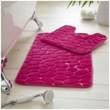 2PC PEBBLE MEMORY BATH SET PINK
