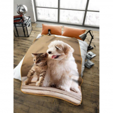 3d Dog & Cat Printed Throw 