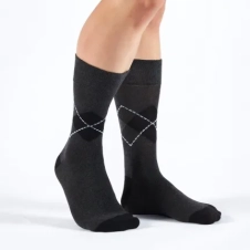 Active Star Flexi Diabetic Argyle Grey Mens Socks (Pack of 3 Pairs)
